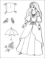 Coloring for girls. Princess. Puzzles. Labyrinth. 6