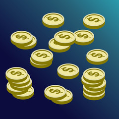 Coins stack, 3d coins icon, coins pile, coins money, vecter illustration