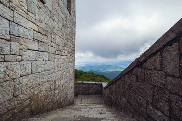 The fortress tower on Mount Akhun, Sochi, Russia.