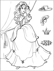 Coloring for girls. Princess. Puzzles. Labyrinth. 15