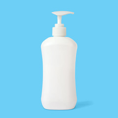 Cosmetics bottle Beauty Lotion Products isolated on blue background.This has clipping path