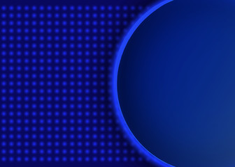 Round banner on blue mosaic matt background. Design for presentation, concert, show