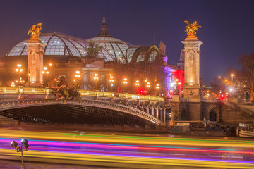 Fototapeta na wymiar Alexandre III Bridge by night Paris, France