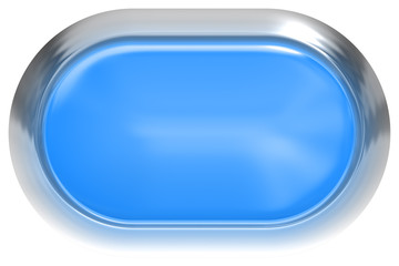Web button 3d - blue glossy realistic with metal frame, easy to expand