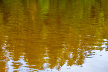Fototapeta na wymiar Reflections in shallow river as background.