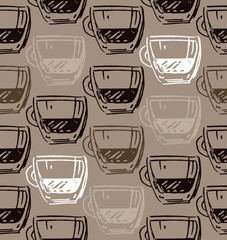Hand drawn doodle coffee pattern background