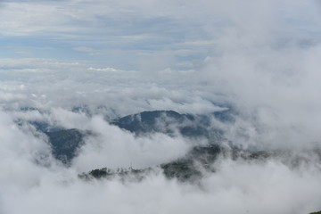 The mountain with cloud and mist  in rainy season  at Phu tub berk , Petchaboon , Thailand