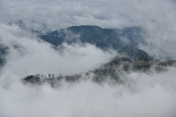 The mountain with cloud and mist  in rainy season  at Phu tub berk , Petchaboon , Thailand