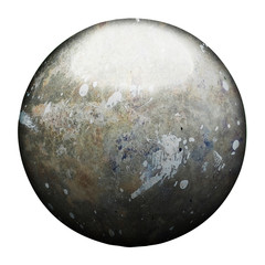 old gray and rust metallic ball.