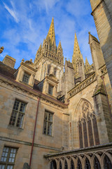 Fototapeta na wymiar Cathedral of Saint Corentin of Quimper, Brittany, France