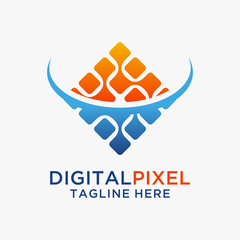 Abstract digital pixel logo design