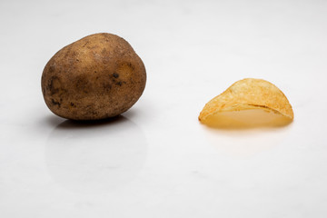 Fototapeta premium Potato slice into potato chips