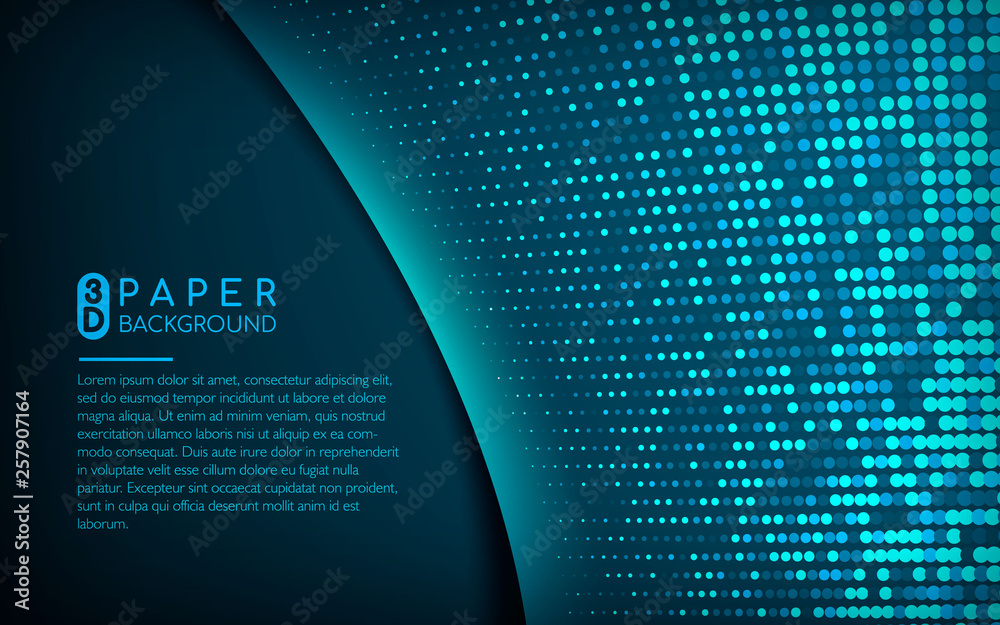 Fototapete dark blue 3d paper background. abstract realistic overlap paper with light glitters decoration with 