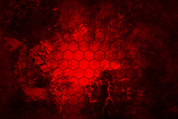 dark red hexagon background and real texture