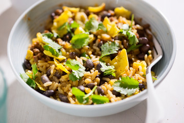 Mexican rice beans salad 
