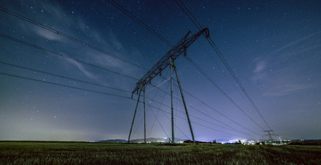 electric grid  at night