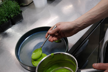 cooking in the kitchen