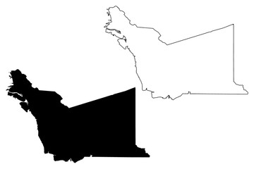 Alameda County, California (Counties in California, United States of America,USA, U.S., US) map vector illustration, scribble sketch Arroyo de la Alameda map