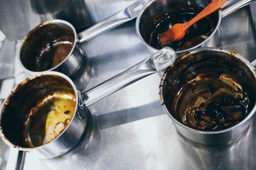 cooking in the kitchen, dirty dishes