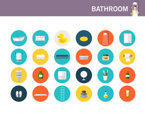 Bathroom concept flat icons.