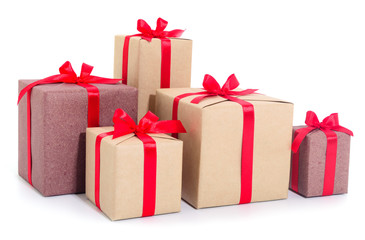 Gift boxes, gifts on a white background isolated.
