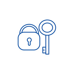 Lock with key line concept icon. Lock with key flat  vector website sign, outline symbol, illustration. © iconsgraph