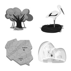 Vector illustration of national and culture icon. Collection of national and tour vector icon for stock.