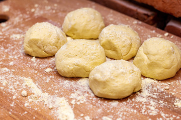 Fototapeta na wymiar Cooking making dough for tortilla from corn flour