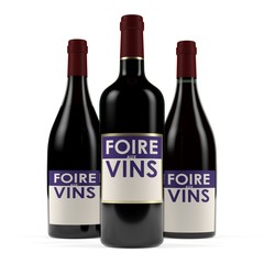 Bouteilles de vins illustrant la foire aux vins