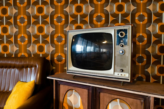 Tv set in a vintage living room