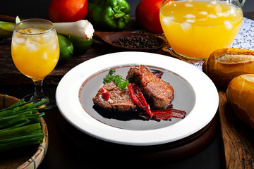 Filet mignon with red wine sauce