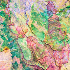 Colourful sedimentary rocks formed by the accumulation of sediments – natural rock layers backgrounds, patterns and textures - abstract graphic design – geology – nature formations