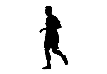 silhouette men run exercise for Health At area Stadium Outdoors on white background with clipping path.