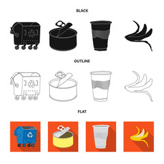 Vector illustration of dump  and sort symbol. Set of dump  and junk stock symbol for web.