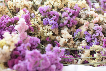 Closeup beautiful vintage bouquet of dried flowers