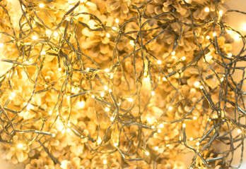 Christmas Light or Garland Lights on Natural Background