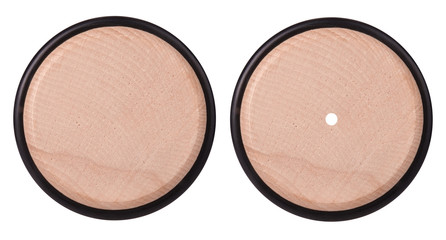 Wooden wheel for toys with black rubber tire pneumatic with hole or without it