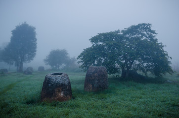 A field of jars in Phonsavann, Laos