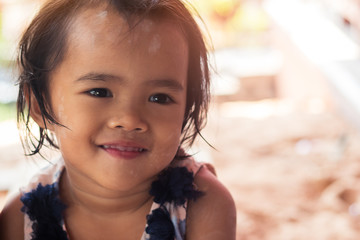 Asian child girl smile and happy
