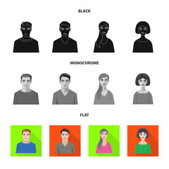 Vector design of hairstyle and profession  symbol. Set of hairstyle and character  vector icon for stock.