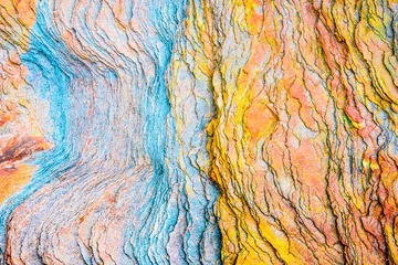 Foto op Canvas Colourful sedimentary rocks formed by the accumulation of sediments – natural rock layers backgrounds, patterns and textures - abstract graphic design – geology – nature formations © lukasz_kochanek