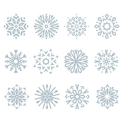 Snowflakes icon collection. Graphic modern blue ornament.