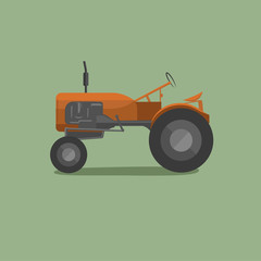 Vintage american tractor vector illustration. Retro agricultural machine.