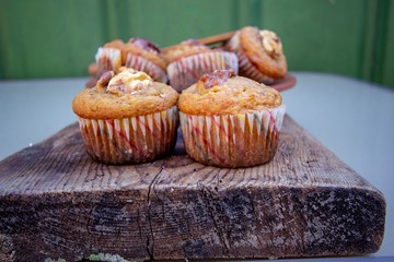 homemade muffins with walnuts and pumpkin