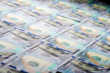 Obraz na płótnie Canvas Macro shot of dollars background close up portrait of Franklin