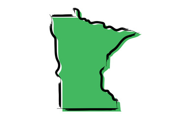 Stylized green sketch map of Minnesota