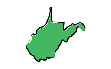 Stylized green sketch map of West Virginia