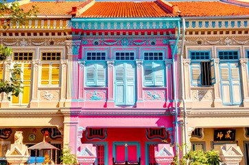 Historical buildings in Joo Chiat Road, Singapore - obrazy, fototapety, plakaty