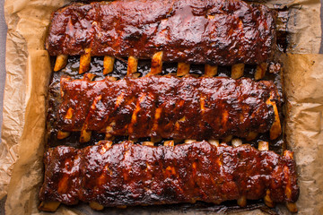Grilled Spicy Hot Spare Pork Ribs Barbecue