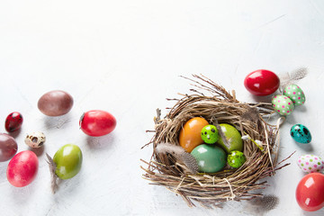 Easter eggs in nest